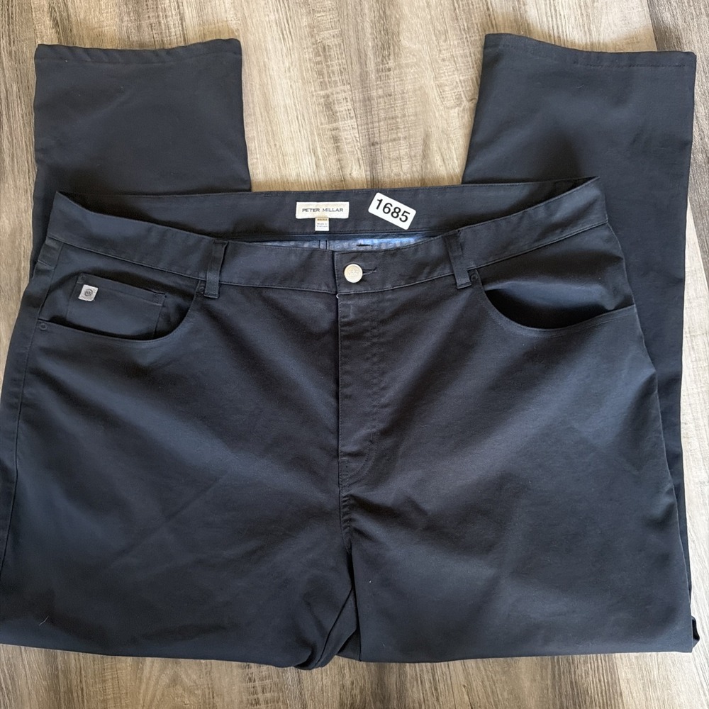 Peter Millar eb66 Performance Five-Pocket Pants Black Mens 40x27 Golf